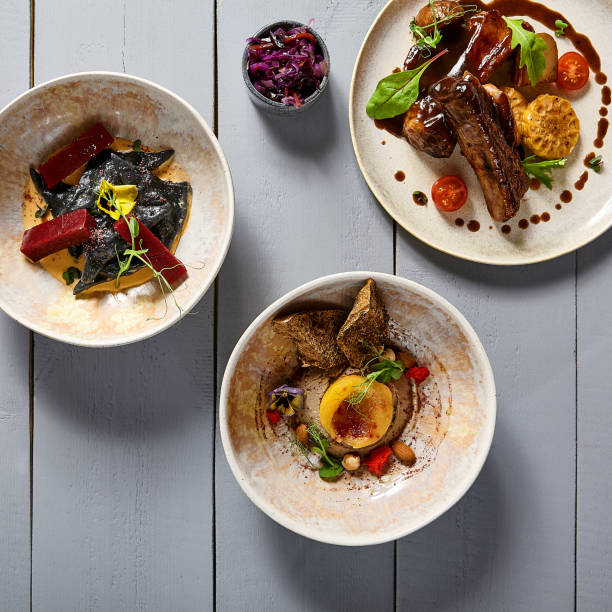 istock Appetizers in ceramic dishes top view 1223317722