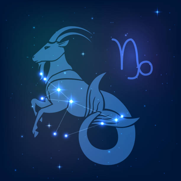 Capricorn Zodiac sign Capricorn - a constellation of the zodiac in the night starry sky capricorn stock illustrations