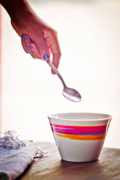 Silver spoon isolated on white background. Studio shot.