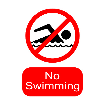 No swimming allowed, sign or symbol. Vector design isolated on white background. Swimming forbidden in this area.