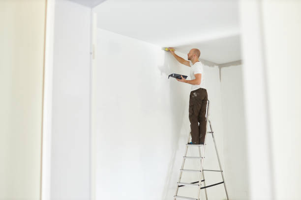 istock A middle-aged man paints paint on a wall in his house using a paint roller, paint bucket, paint and a ladder 1223324825