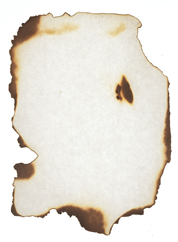 Burnt paper isolated on white background
