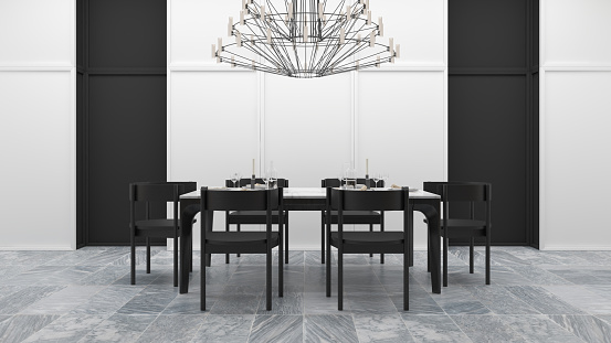 Modern and elegant dining room black and white