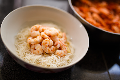 Asian Prawn Broth Noodle Dish