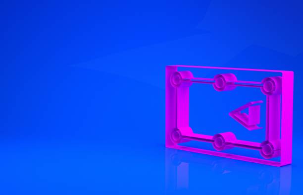 istock Pink Billiard table icon isolated on blue background. Pool table. Minimalism concept. 3d illustration 3D render 1223334615