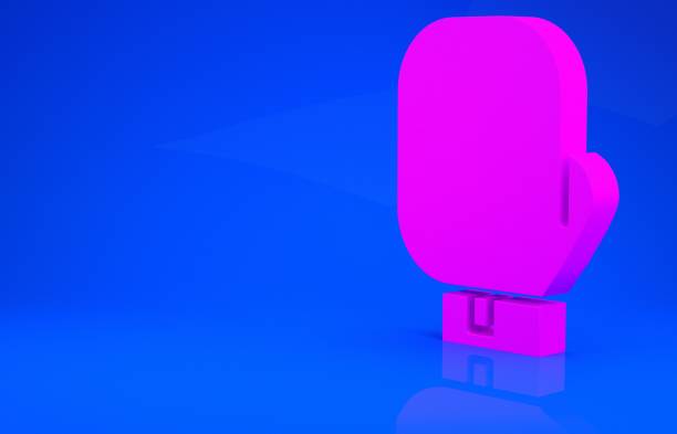 istock Pink Boxing glove icon isolated on blue background. Minimalism concept. 3d illustration 3D render 1223334848