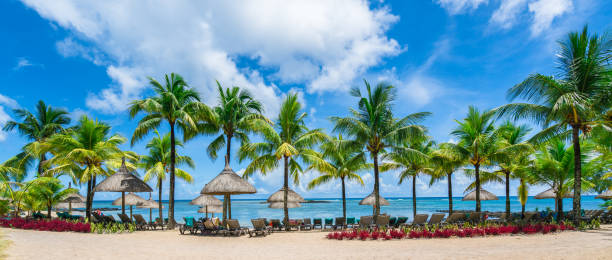 istock Public beach in Pointe aux Canonniers, Mauritius 1223335018