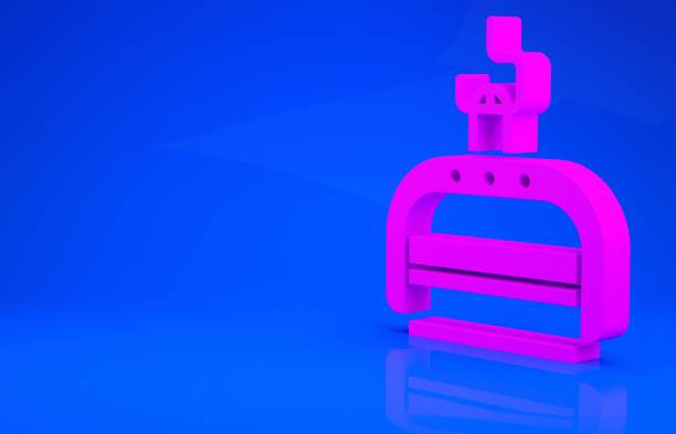 istock Pink Ski lift icon isolated on blue background. Minimalism concept. 3d illustration 3D render 1223336333