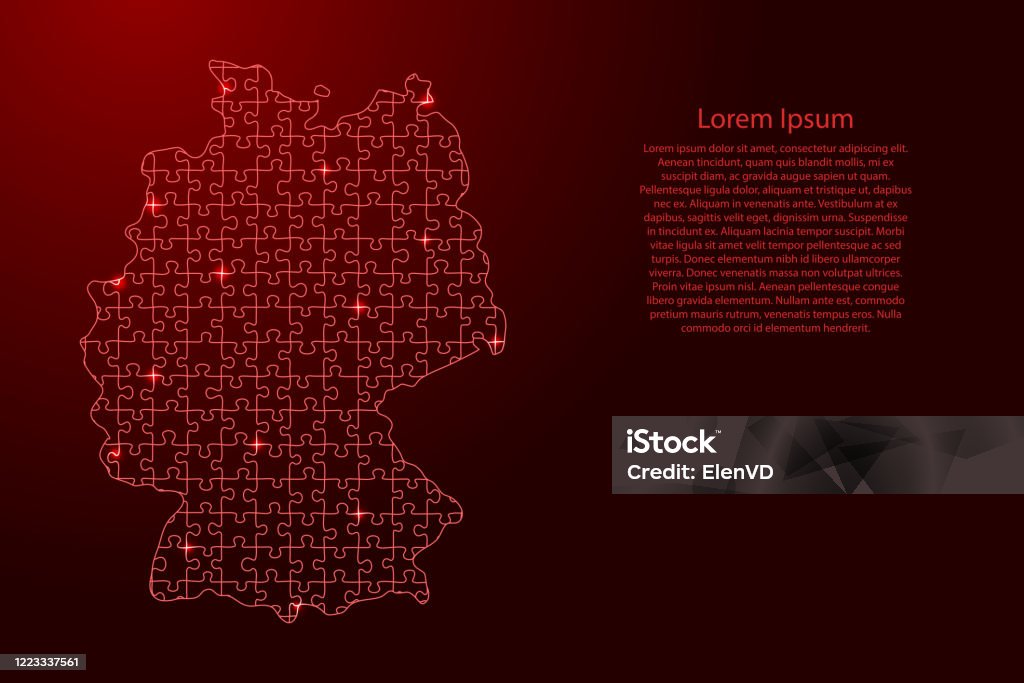 German Map Rectangle Germany Map From Red Pattern From Composed Puzzles And Glowing Space ...