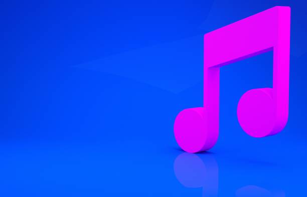 istock Pink Music note, tone icon isolated on blue background. Minimalism concept. 3d illustration 3D render 1223337889