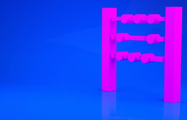 istock Pink Abacus icon isolated on blue background. Traditional counting frame. Education sign. Mathematics school. Minimalism concept. 3d illustration 3D render 1223337935