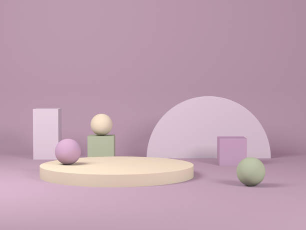 istock Minimal colorful still life installation with simple 3d shapes 1223339274