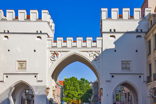Old city wall Karlstor in Munich, Germany