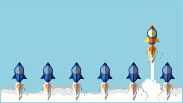 illustrazioni stock, clip art, cartoni animati e icone di tendenza di drive rocket -pensa diversamente - essere diversi, rischiare, muoversi per il successo nella vita. - initiative innovation business aspirations