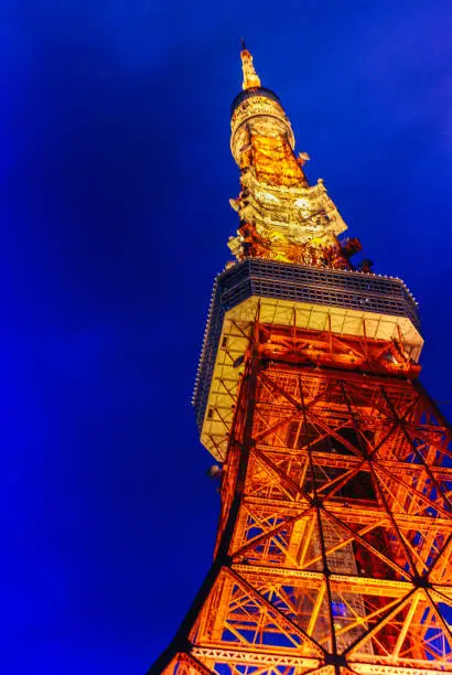 Light-up Tokyo Tower night view. Shooting Location: Tokyo metropolitan area