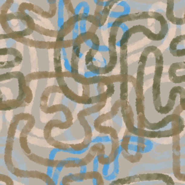 istock Abstract geometric seamless pattern made of curved lines shapes, tubes and pipes 1223343090
