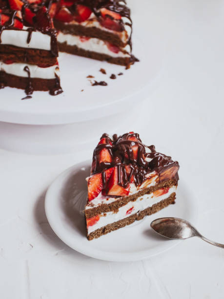 Delicious Chocolate Homemade Cake with Strawberries