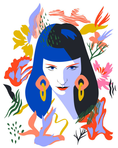 ozdobny portret kobiety. - fashion youth culture women old fashioned stock illustrations