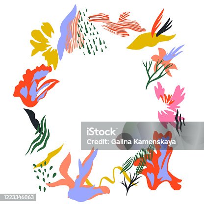 istock Bright abstract fashion floral wreath. 1223346063