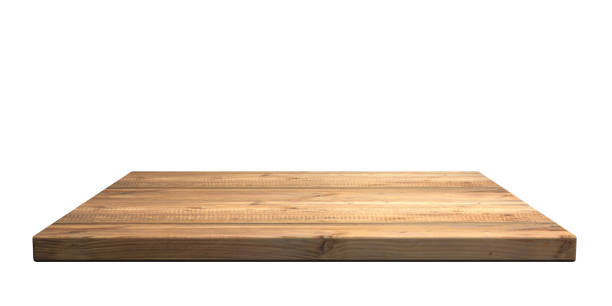 istock Empty wooden shelf isolated cutout on white wall background. Perspective view. 3d illustration 1223347228