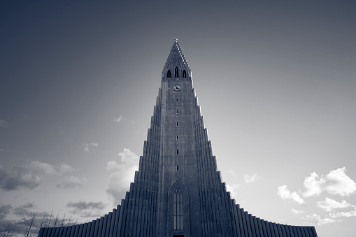beautiful hallgrimskirkja church in reykjavik, iceland.