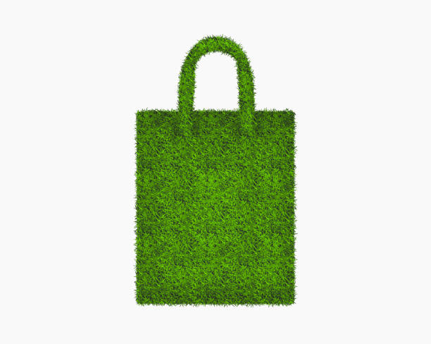 istock green grass Cloth bag surface, isolated on a white background 1223348693