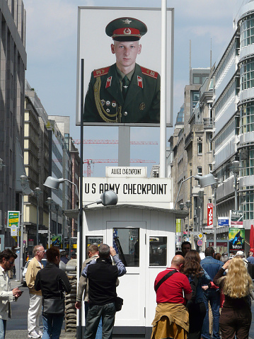 Europe,Germany,Berlin,Checkpoint Charlie. Berlin Wall crossing point between East and West Berlin