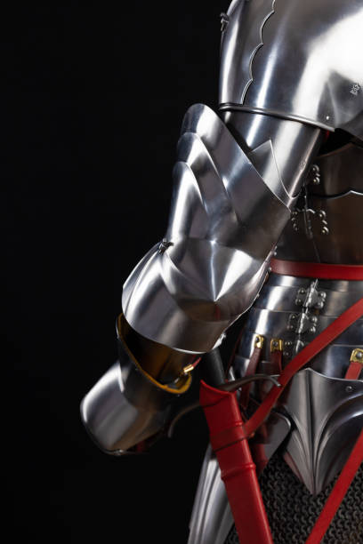 istock Medieval knightly armor, full set and details, Milanese Armor Beauchamp 1223350014