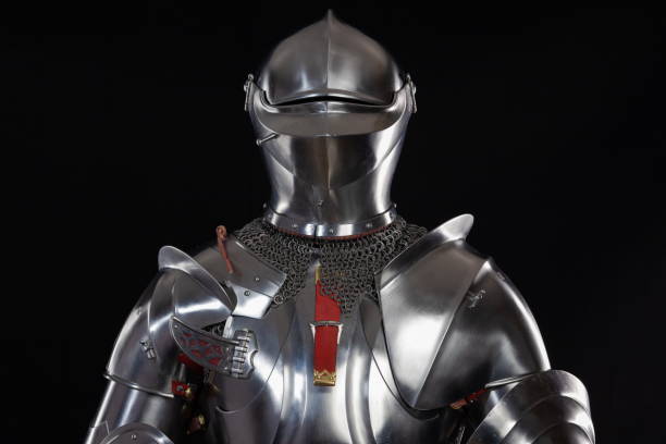 istock Medieval knightly armor, full set and details, Milanese Armor Beauchamp 1223350292