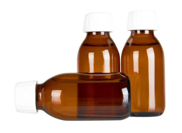 Photo of Medical glass bottle, syrup.