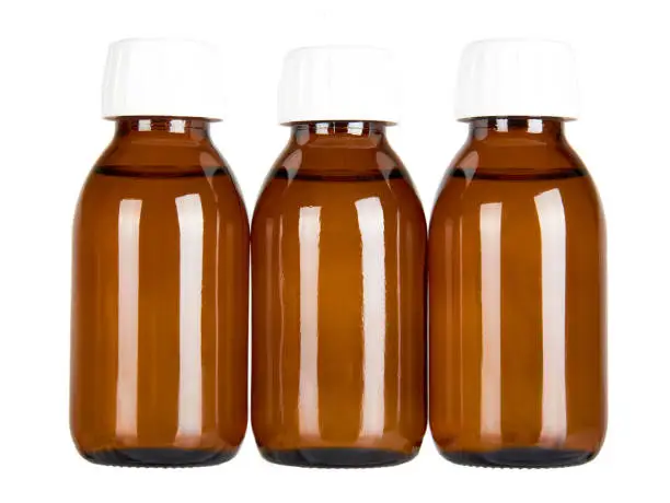 Photo of Medical glass bottle, syrup.