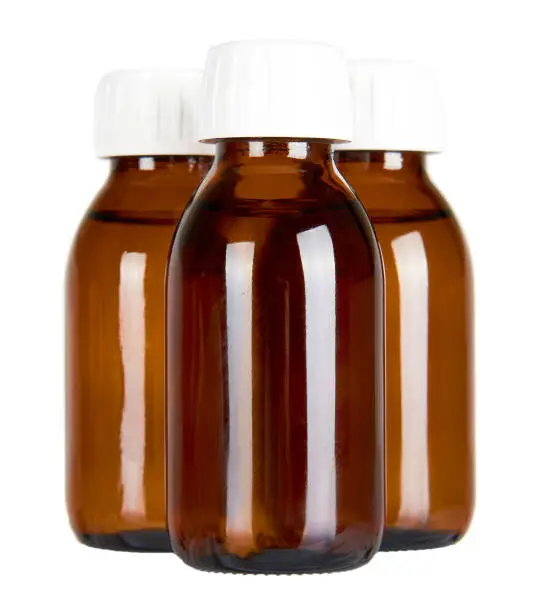 Photo of Medical glass bottle, syrup.