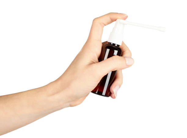 istock Throat ache spray, glass bottle. 1223350427