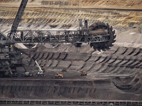 Open pit coal excavator in a coal mine in north rhine-westphalia.