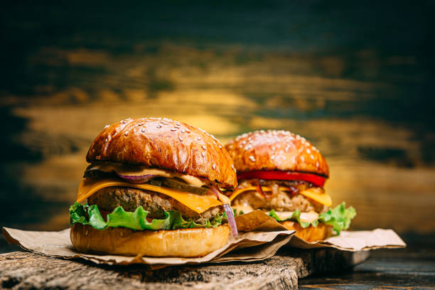 close up tasty beef burger