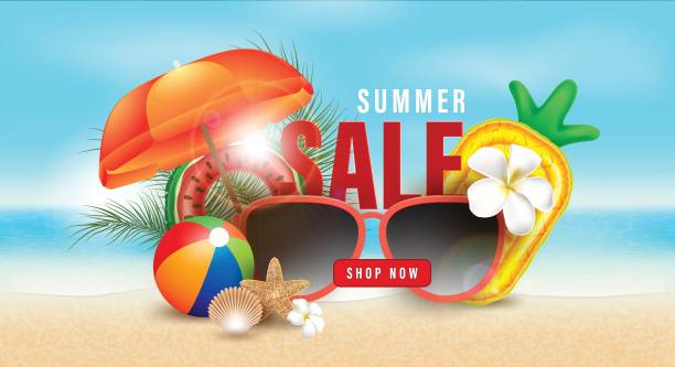 istock elements summer sale promotion  shopping,summer promo,holidays on the beach,web banner template background vector 3D style 1223355838
