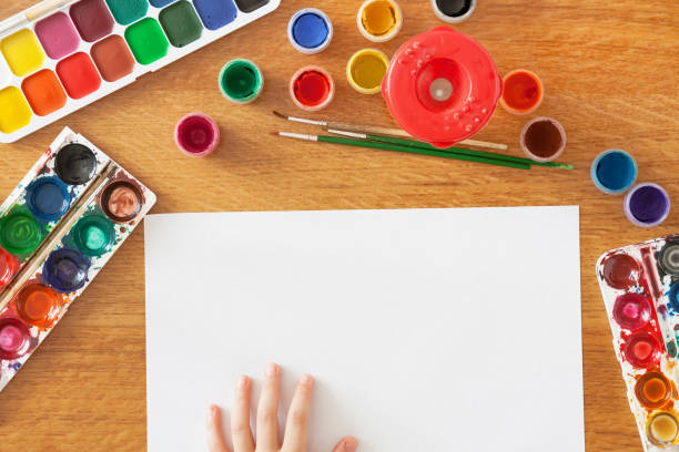 istock A child is going to draw by paint. 1223358623