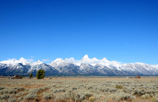 istock Barn covered Teton snowy mountain 1223359040