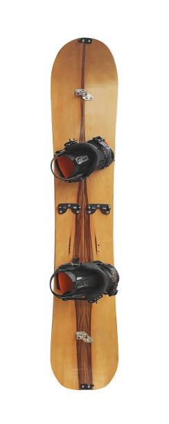Splitboard isolated Splitboard with bindings and tip and tail locks isolated on white background. Snowboard for ski tour snowboard stock pictures, royalty-free photos & images
