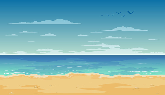 Cartoon Beach Landscape Summer Background Stock Illustration - Download  Image Now - Beach, Vector, Backgrounds - iStock