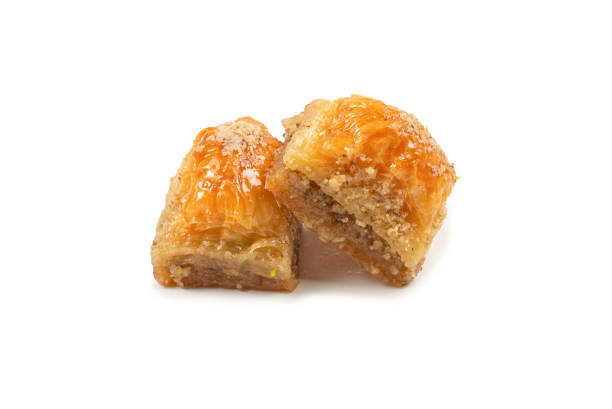 istock Delicious sweet baklava isolated on white background. 1223366597
