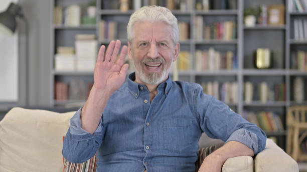 istock Old Senior Man Talking for Online Video Chat 1223372980