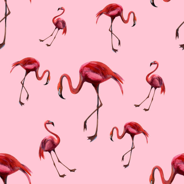 istock Watercolor seamless pattern with flamingo. Hand drawing decorative background. Hand drawn watercolor illustration. Print for textile, cloth, wallpaper, scrapbooking 1223373617
