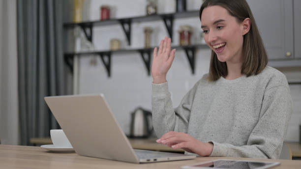 istock Video Chat on Laptop at Home, Talking young Couple 1223378662