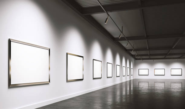istock Modern art museum corner with many blank posters in frames. 1223380816