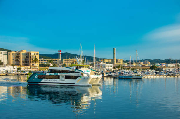 Fast ferry that covers the route Ibiza - Formentera stock photo