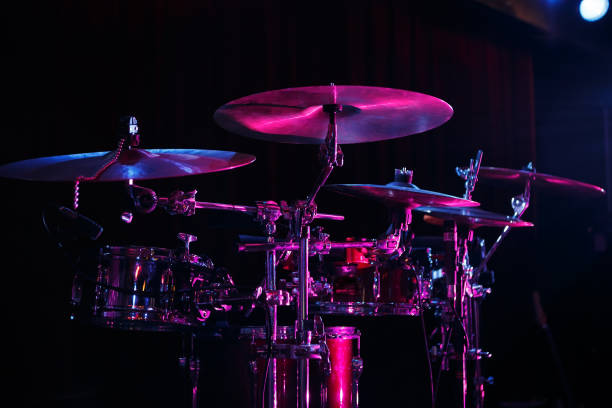 istock Drum set on rock concert stage. 1223382355