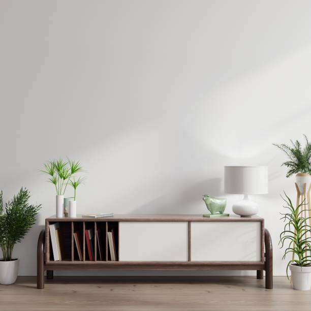 istock Cabinet mockup in modern empty room,white wall. 1223382953