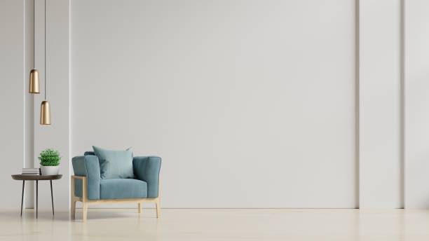 istock The interior has a armchair on empty white wall background. 1223382968