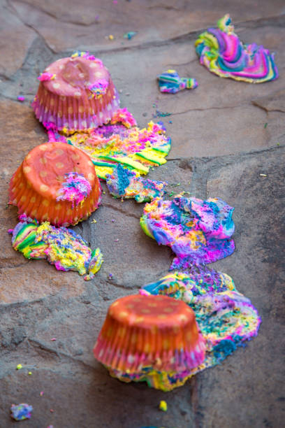 istock Sweet multi-colored cakes have fallen to floor. 1223383578